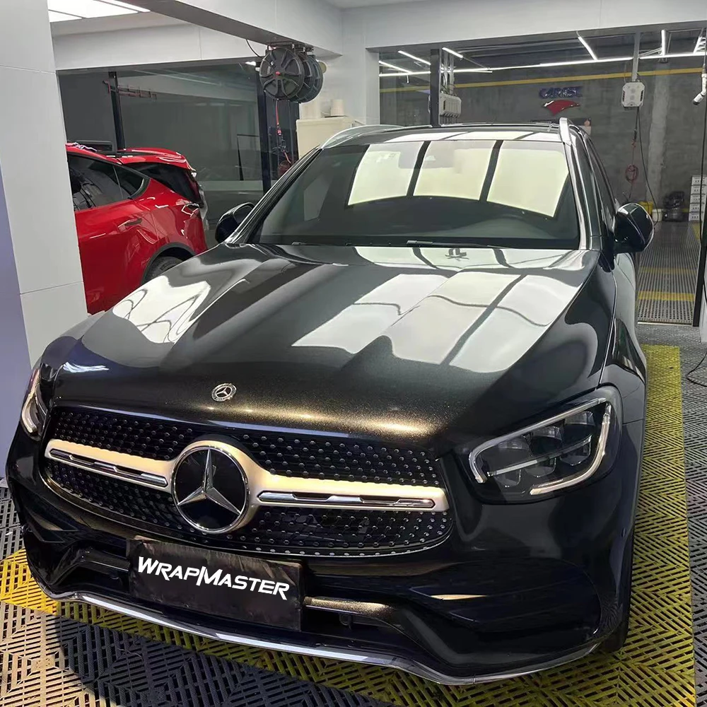 

Алмазная кристально-черная плоская виниловая пленка - красочная пленка из фольги из ТПУ для индивидуального стайлинга автомобилей