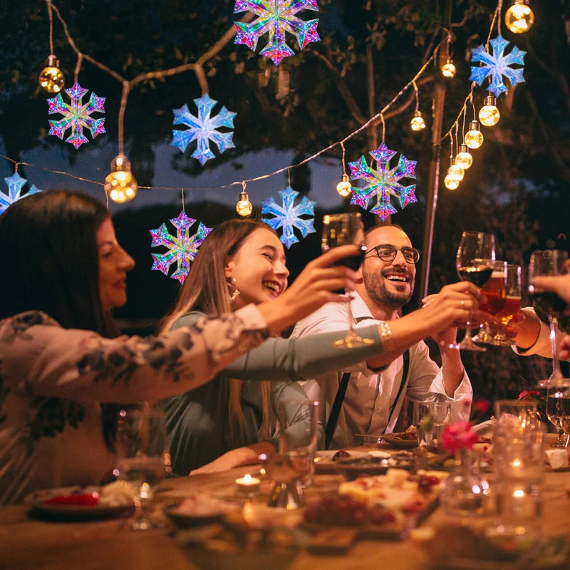 เกล็ดหิมะสี LED แหล่งจ่ายไฟ USB ตกแต่งแบบแขวน เสริมบรรยากาศ เหมาะสําหรับงานปาร์ตี้วันหยุด ของตกแต่งบ้าน