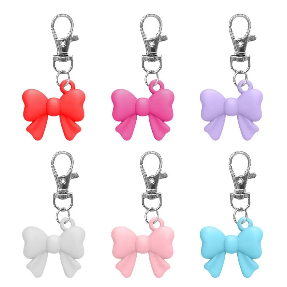 Silicone Lip Balm Holder Bowknot Portable Keychain Lip Gloss Cap with Keyring Flexible Lipgloss Sleeve for Summer Fridays