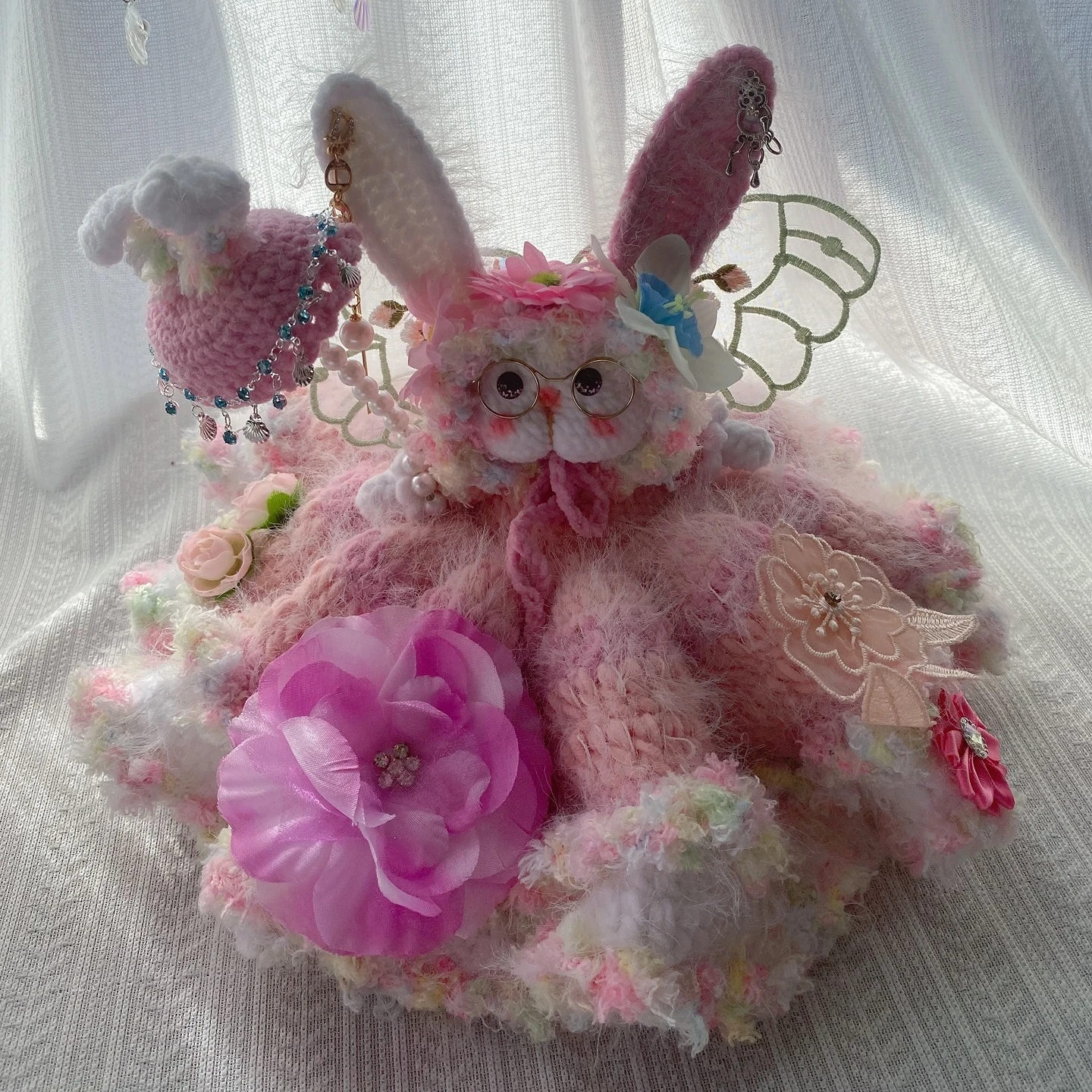 

0082 Handmade Plush Rabbit Doll Soft Stuffed Animal Toy for Sleep Aid Cuddle Buddy Birthday Gift Baby Kids Nursery Decor Easter