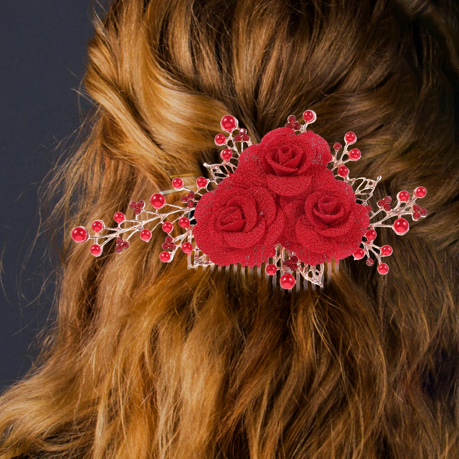 

Elegant Wedding Pearls Comb Bridal Floral Hair Accessories Sturdy Crystal Hair Pin For Brides Women Party Wear