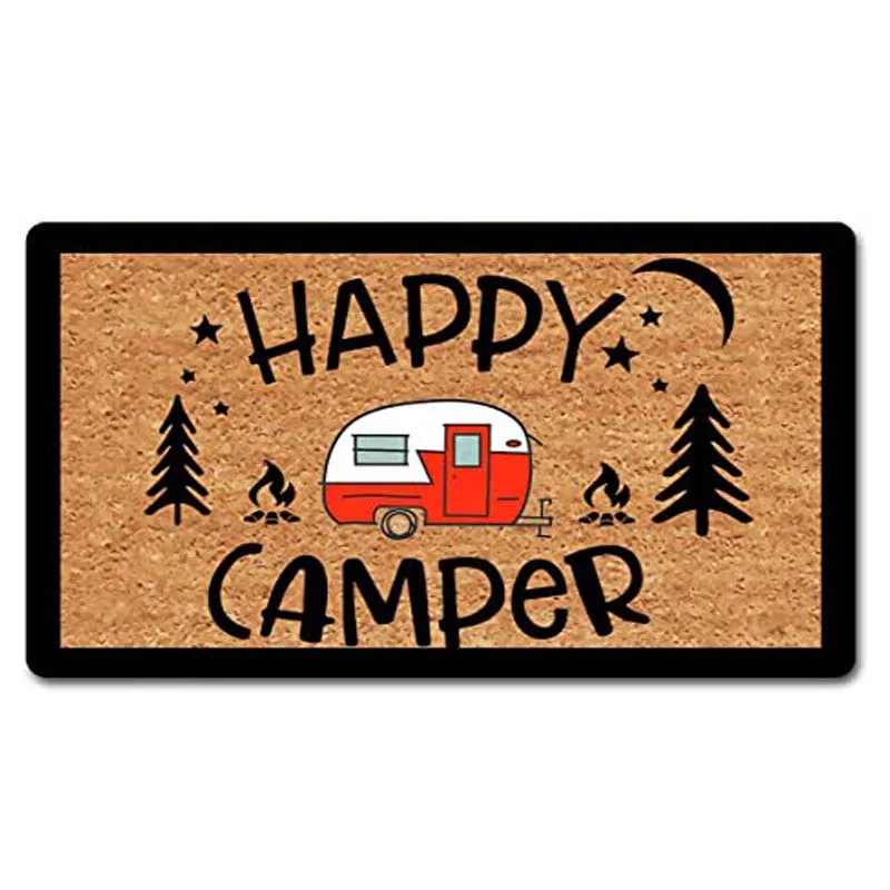 Funny Welcome Mats for Front Door Camper Life Doormat Front Door Mats Non-Slip Hello Mat with Funny Quote Flannel Door Ma