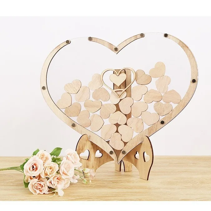 

Деревянная табличка для регистрации на свадьбу в форме сердца с декором в виде вишневого дерева, украшение для Дня святого Валентина и свадебных торжеств