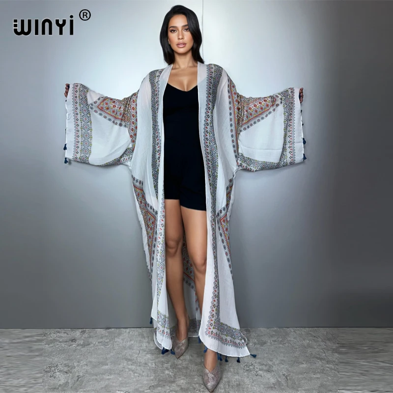 

WINYI Африканское модное летнее кимоно макси-платье пляжное прикрытие Кардиган Абая мусульманское женское пальто бохо кафтан пляжная одежда кафтан