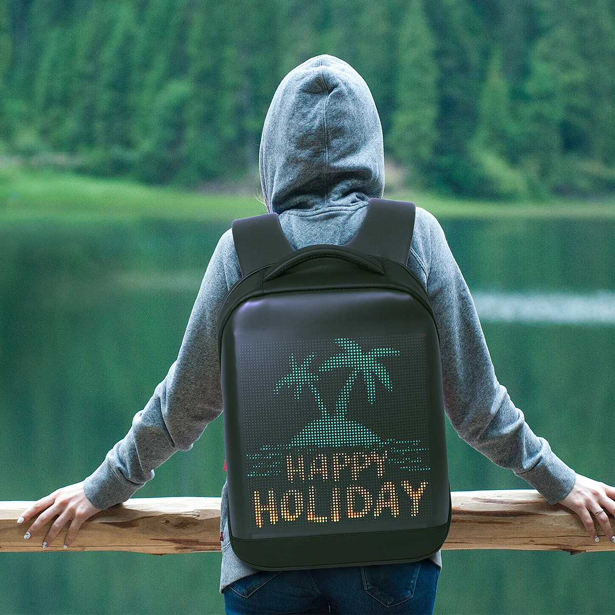 LED Backpack Outdoor Travel Portable Magic Smart Screen Walking Billboard APP Control Led Advertising Display DIY Motorcycle Bag
