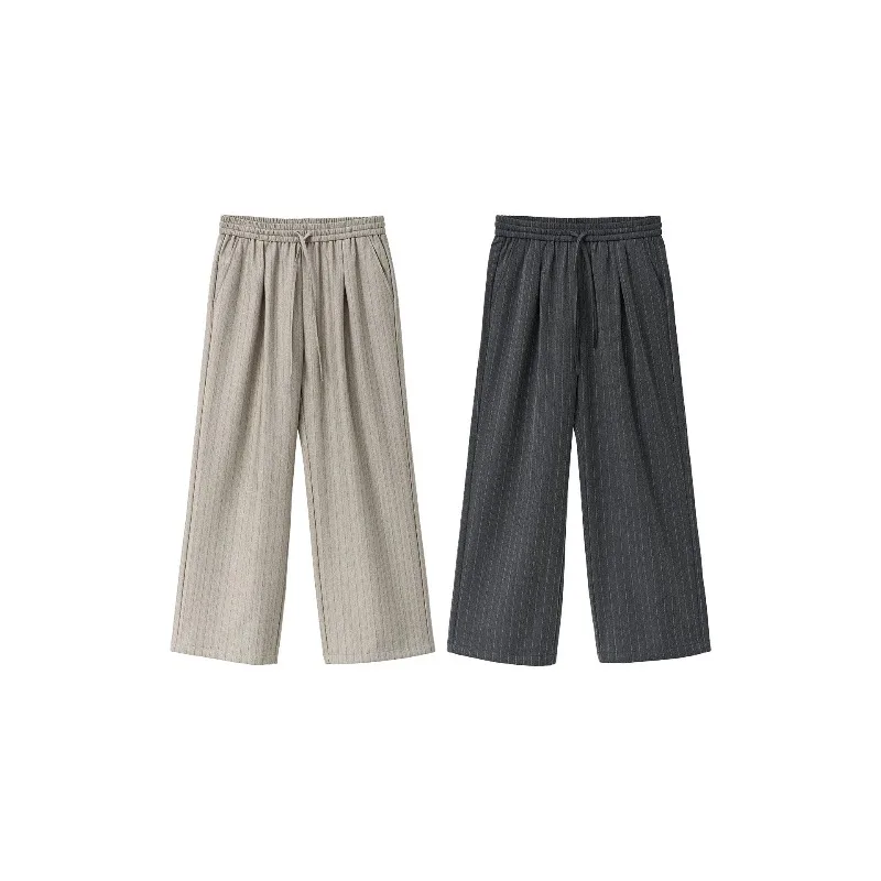 Men's Vintage Textured Wide-Leg Trousers – Japanese Retro Loose Fit Casual Pants, Old Money Style Pleated Slacks Unisex