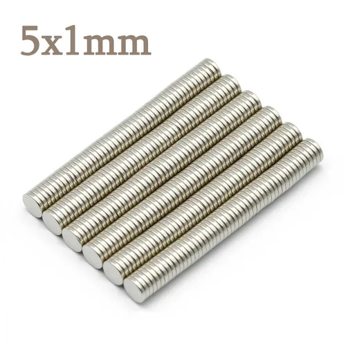 Imán de neodimio redondo súper fuerte de 5mm x 1mm imanes potentes N35 pequeño imán magnético permanente para refrigerador NdfeB 5x1