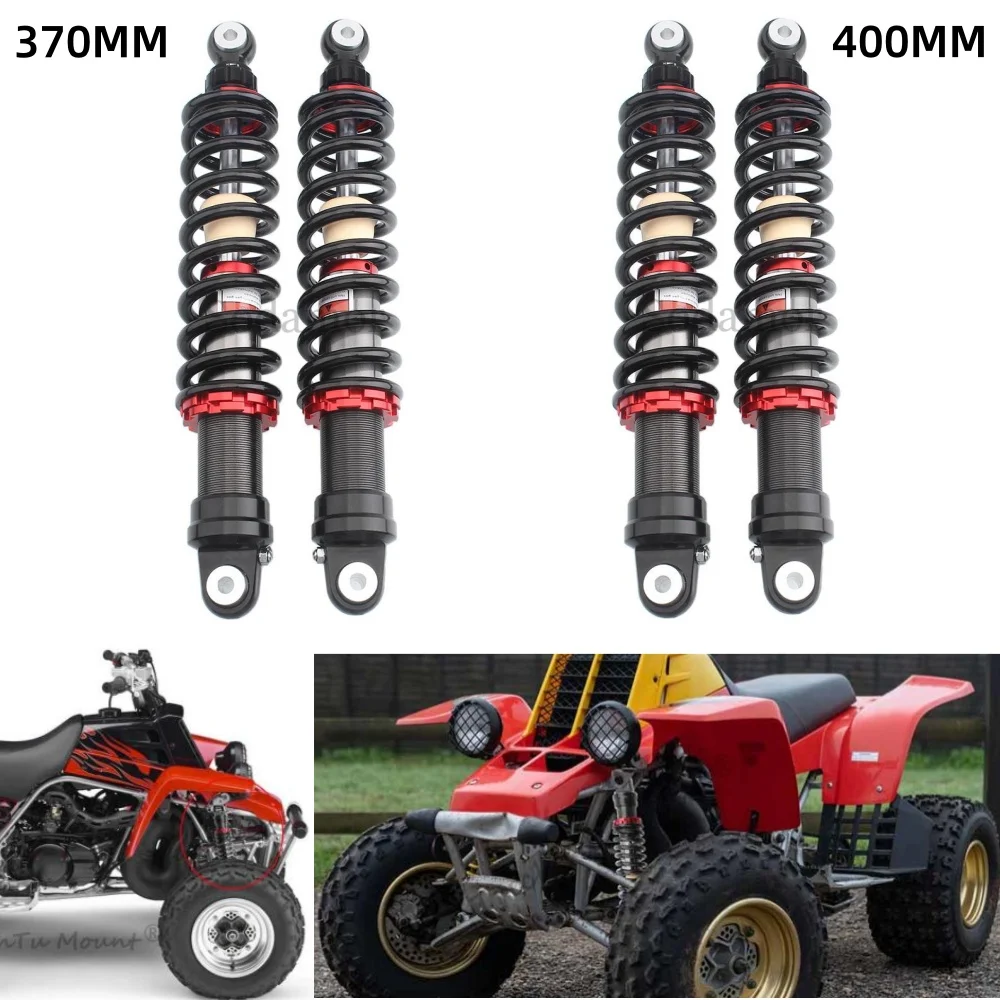 Peredam kejut 370MM 400MM, peredam kejut udara pegas suspensi dapat disesuaikan untuk sepeda Trail Go Kart Quad Yamaha Honda ATV UTV