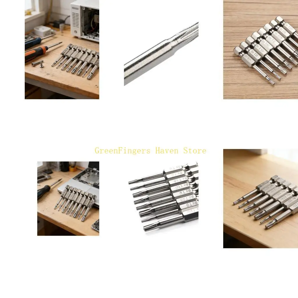 F68D Compacted Pack Of 8 Star Shaped Chrome Plated Screwdriver Bit 50mm Length For Various Tool Precise Screw Work