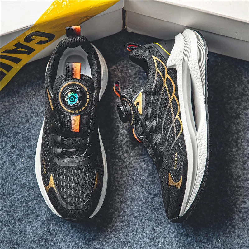 Summer Breathable Casual Sports Shoes for Men New Breathable Mesh Rotating Buckle Running Shoes Suitable for Outdoor Sports