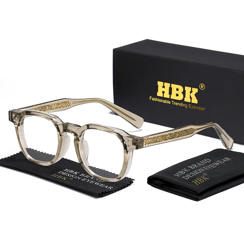 HBK Retro Square Glasses Frames Men Flat Lenses Anti Blue Light TR90 Eyeglass Frames High-Quality Reading Eyeglasses for Women