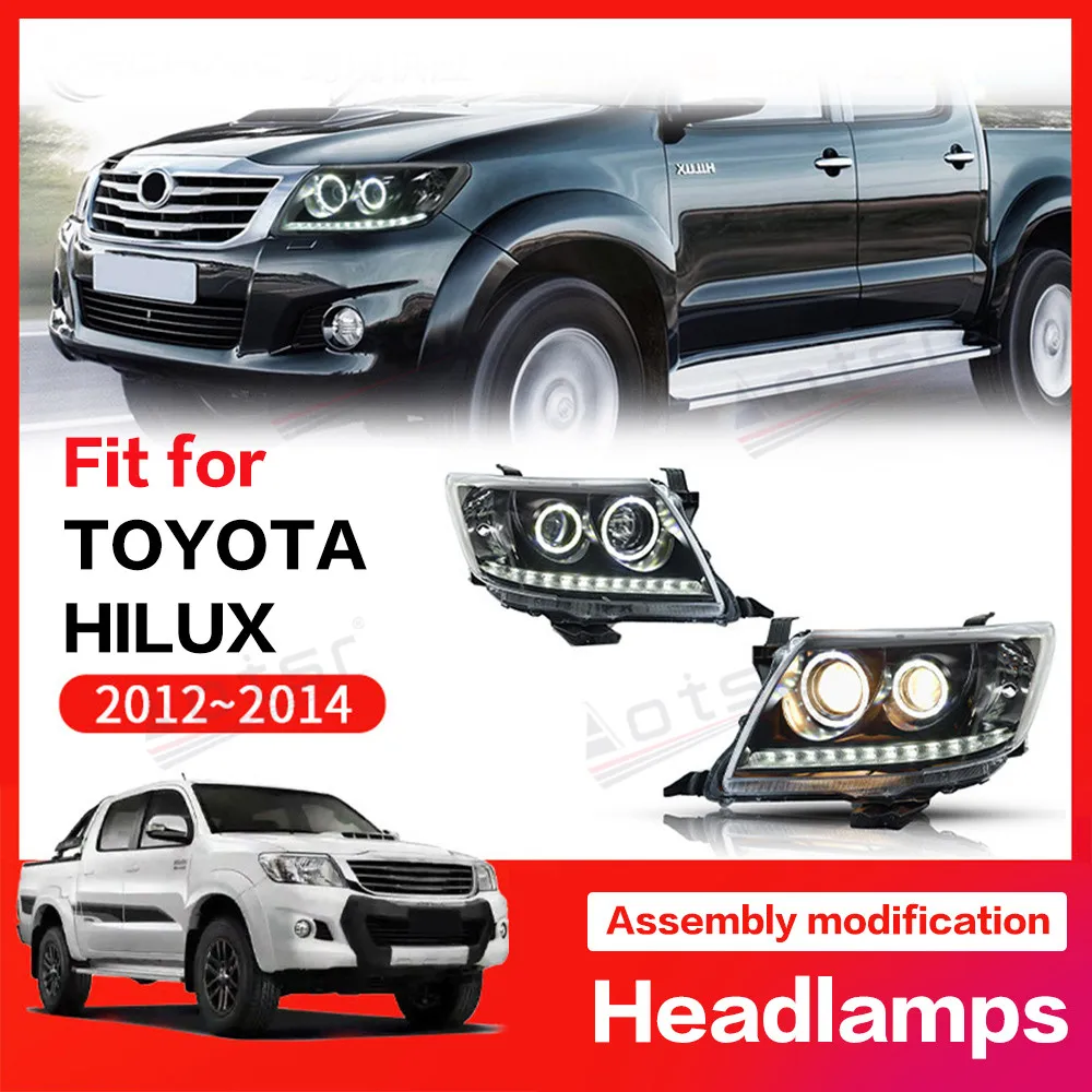 Headlight For Toyota Hilux 2012 2013 2014 Car Accessory Modification LED Auto Light Assembly Front Headlamp DRL Lamps