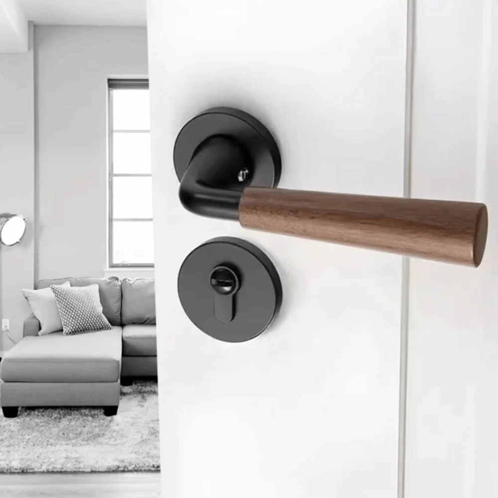 Simple Design Aluminum Alloy Door Lock Magnetic Wood Grain Safety Locks Easy Installation Split Locks Magnetic Lock Wall Mounted