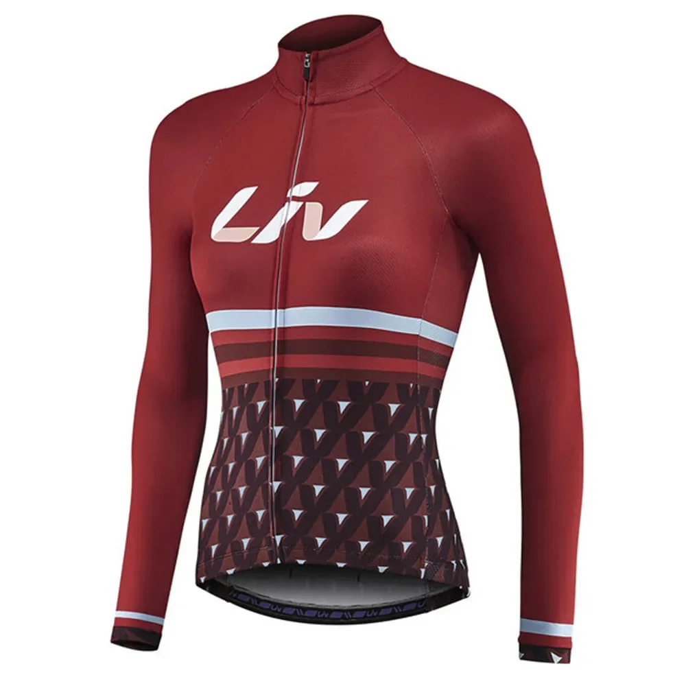 LIV Women's 2021 Cycling Jersey Wool Winter Warm Long Sleeves Mtb Bike Clothes Jersey Jacket Bike Pro Team Ropa Ciclismo