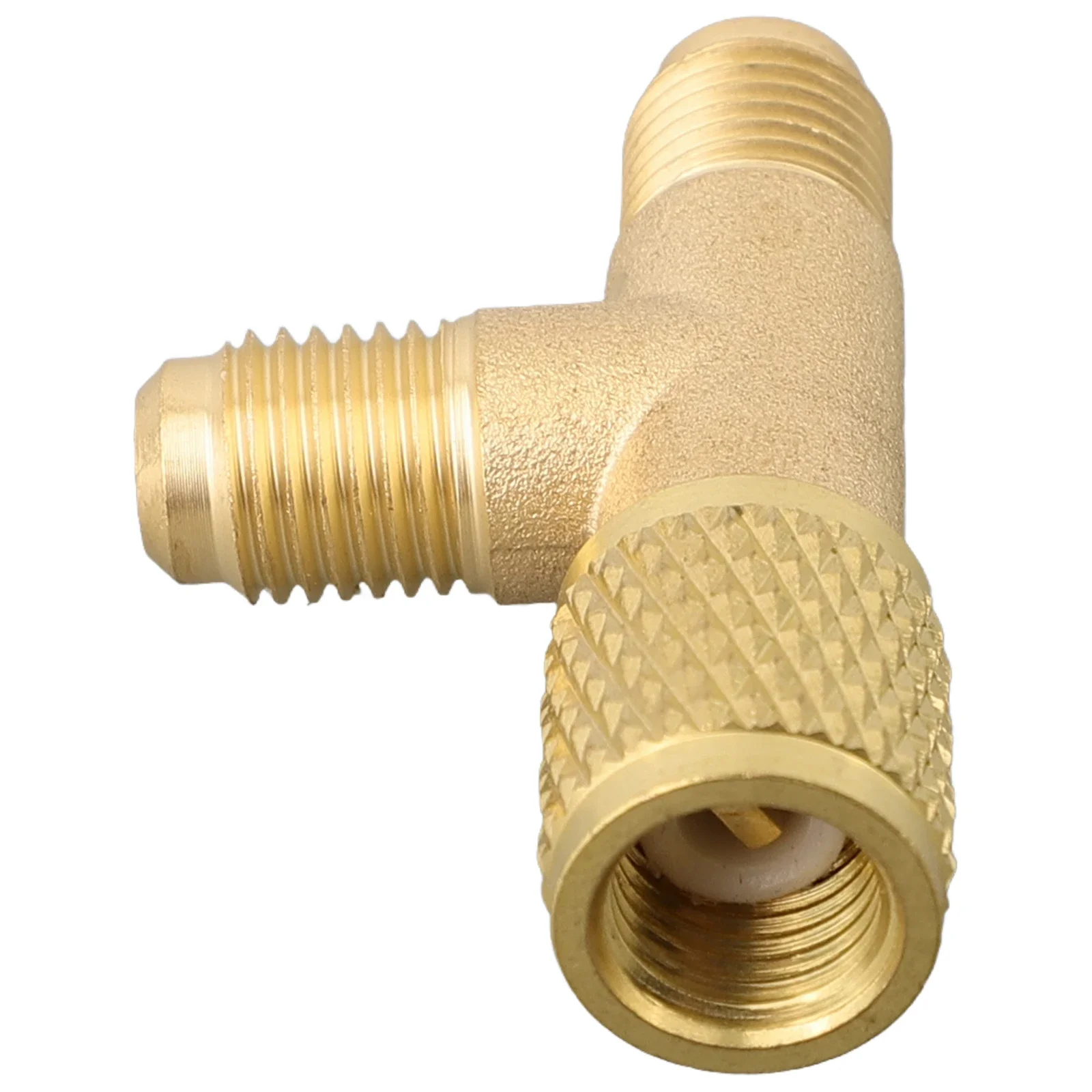 

1pc Quick Connect Tee Adapter With 1/4" SAE Brass Valve For R22 R12 R134 Adapter Yellow Home Improvement Tool Part