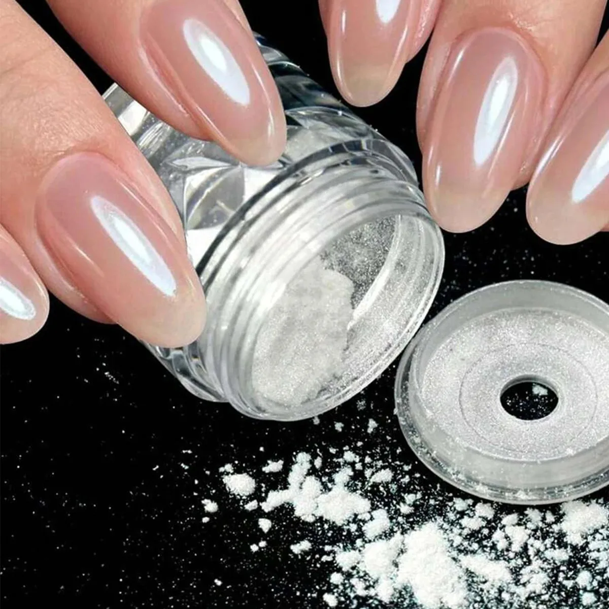 1pc ネイルパウダーアイス透明オーロラ高光沢パールレインボーカラーパウダーメタル顔料ネイルアート作成
