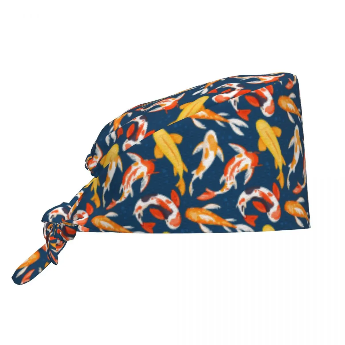 Nurse Hats Koi Carps In Blue Water Work Scrub Cap Stylish Medical Hat For Men Women Holder Long Hair Custom Working Cap