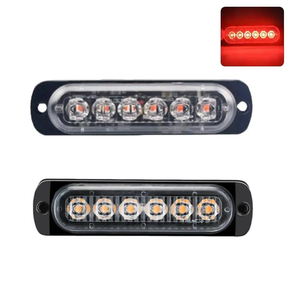 1PCS Car Led Strobe Warning Light Grill Flashing Breakdown Emergency Truck Trailer Beacon Lamp LED Side For 12V 24V 6LED Fl W0A3