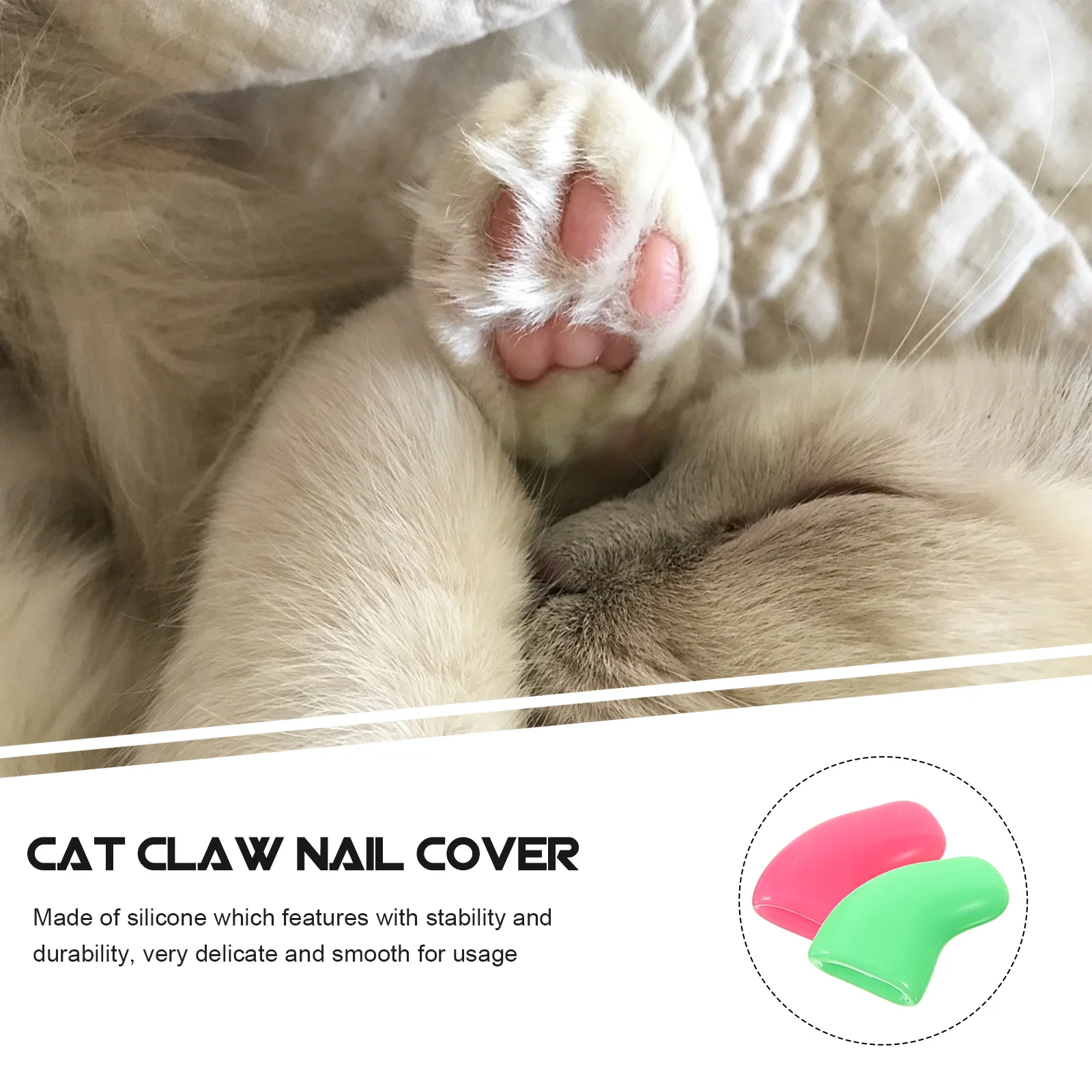 

40Pcs Cat Nail Covers Colorful Silicone Claw Caps Pet Nail Protector Anti-Scratch Easy for Cats Cat Claw Caps