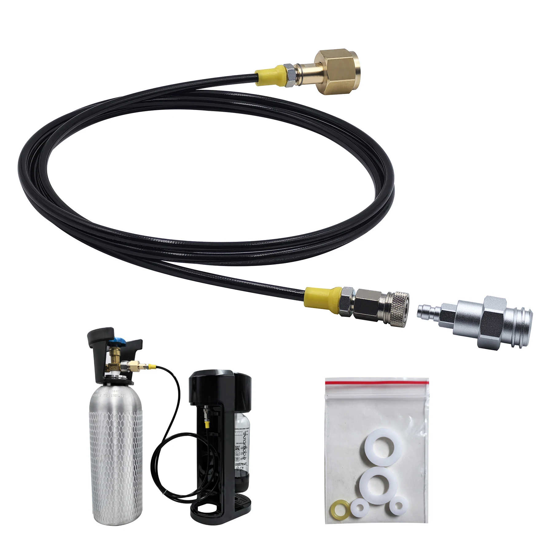 Soda Machine Filling To External CO2 Tank Fill Adapter Kit W21.8-14 G3/4 CGA320 with Quick Disconnect Connector