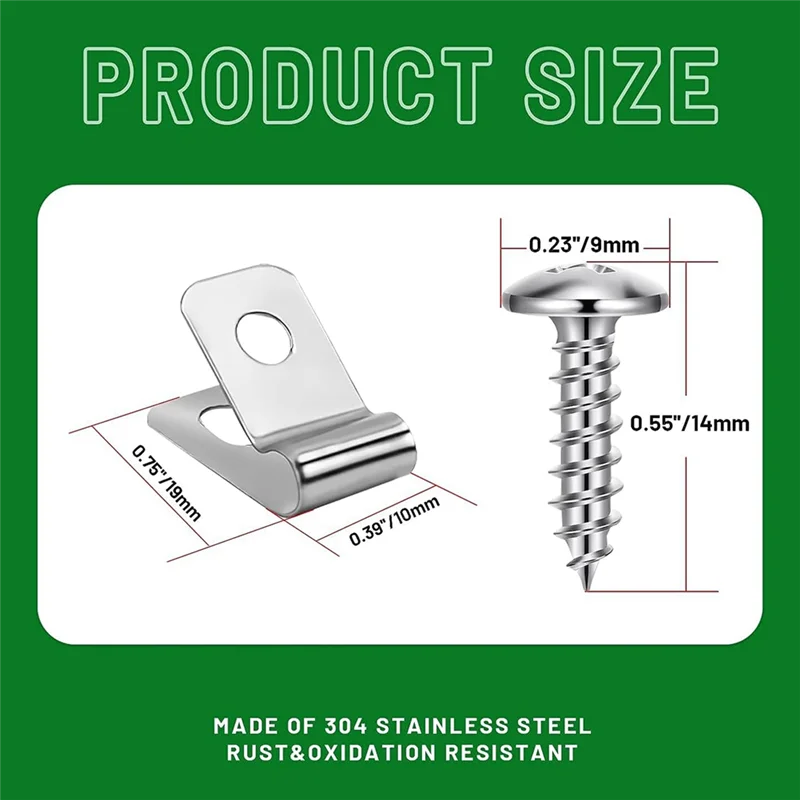 Clips de alambre para cercas agrícolas, abrazaderas de alambre de tornillo de acero inoxidable con tornillos (100 piezas)