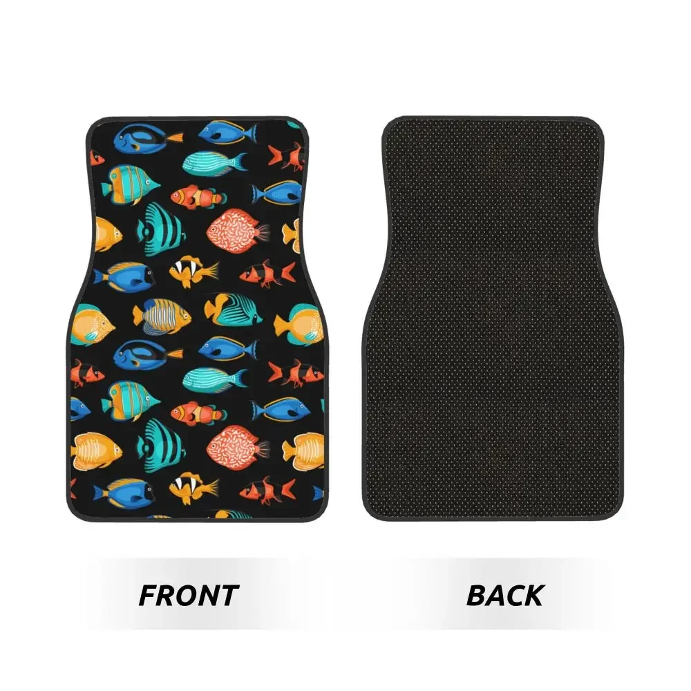 Tropical Fish  4-piece Set of Universal Front and Rear Floor Mats for Cars Anti Fouling and Anti Slip Rubber Car Accessories