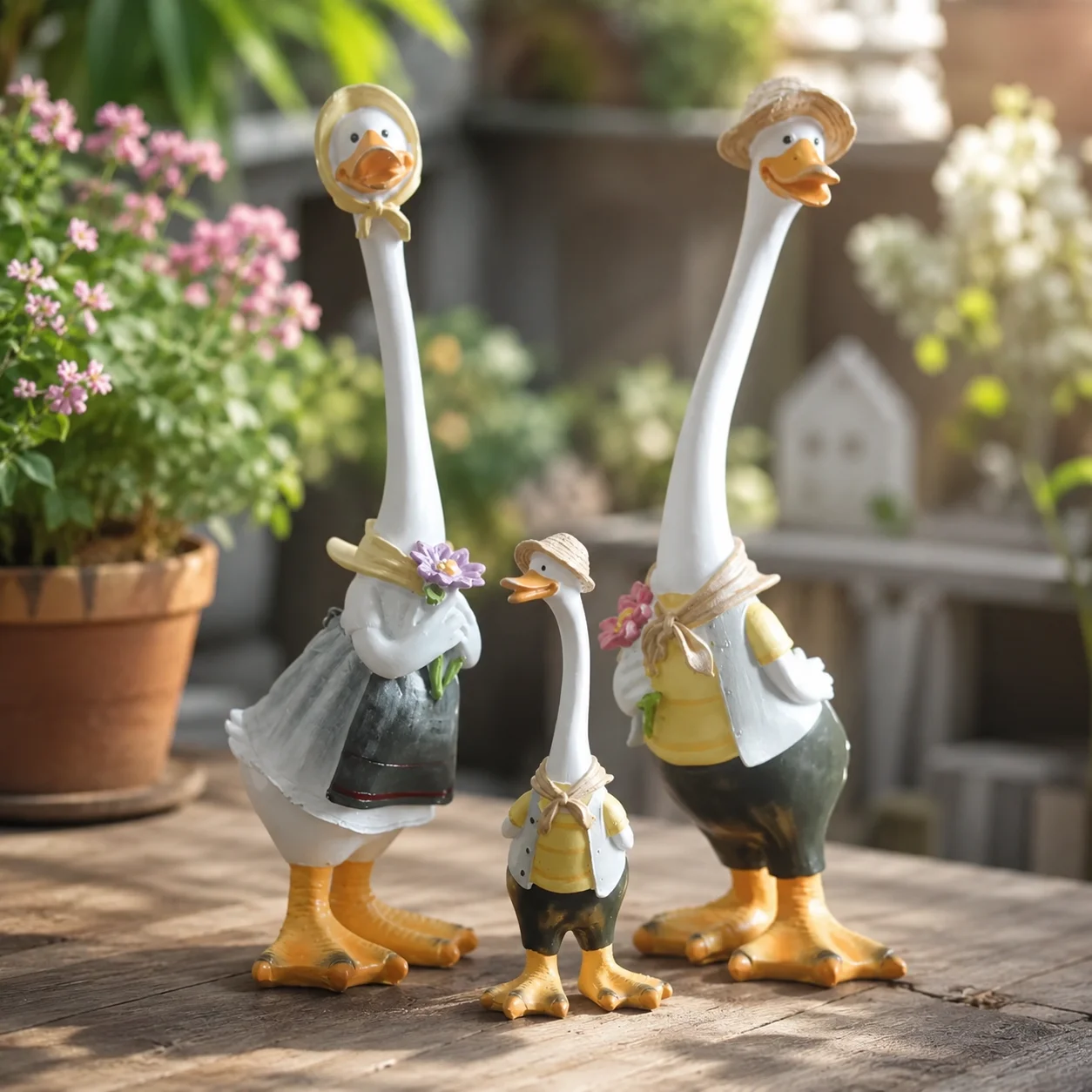 

Realistic Cartoon Duck Resin Garden Ornament Handpainted Whimsical Sculpture For Patio Yard Table Decor