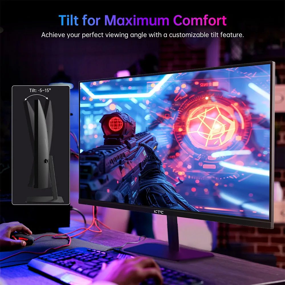 Monitor para Juegos KTC H24F8 de 24 Pulgadas FHD, Panel IPS Rápido, Frecuencia de Actualización de 190 Hz, Tiempo de Respuesta de 1 ms, 133% sRGB, HDR10, Adaptive Sync, Luz Azul Baja, Compatible con VESA, Funciones de Asistencia para Juegos 6