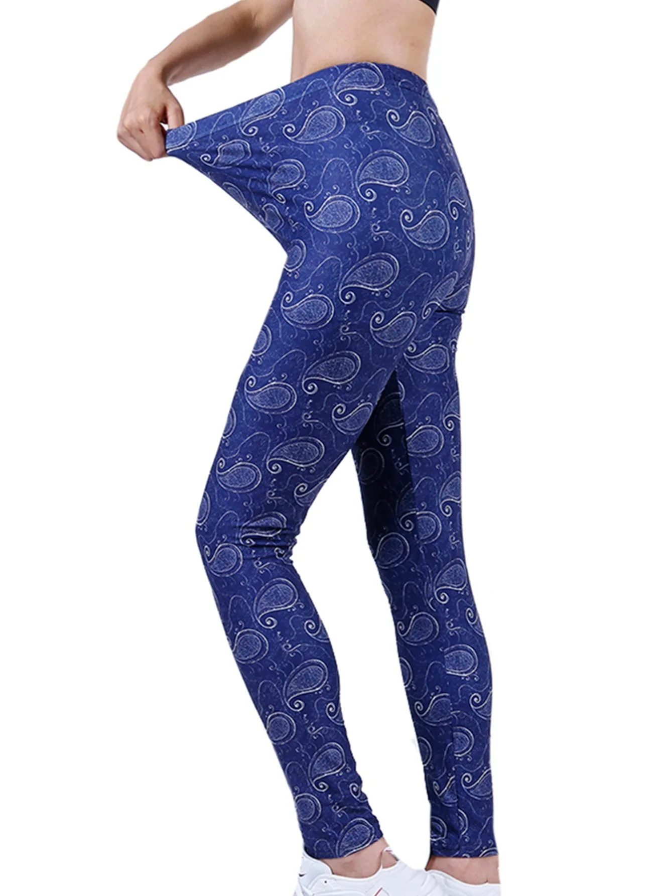 Leggings irregulares con estampado de plantas para mujer, mallas deportivas informales, pantalones de Yoga para entrenamiento físico, pantalones recortados de alta elasticidad