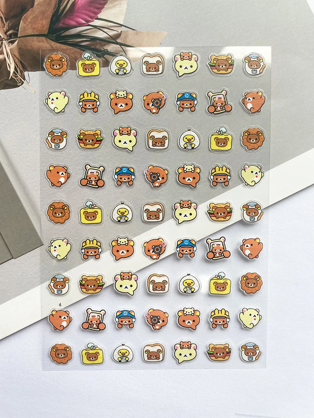 Kawaii Rilakkuma البسيطة البلاستيكية الأمتعة العلامات ملصقات مسمار الفن مقاوم للماء لعبة الدعائم الديكور Loptop باد جراب هاتف زجاجة ملصق #6