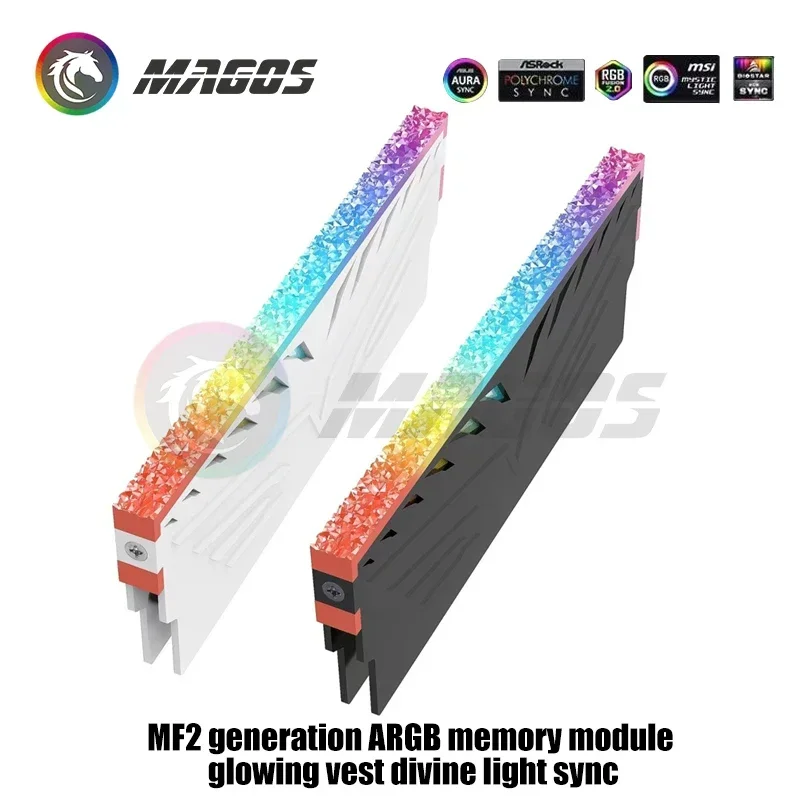 

Computer Memory Heatsink RAM Cooling Vest 5V 3-PIN ARGB for Desktop RAM DDR3 DDR4 DDR5 Universal, Diamond RGB Design,2Pcs/Pack