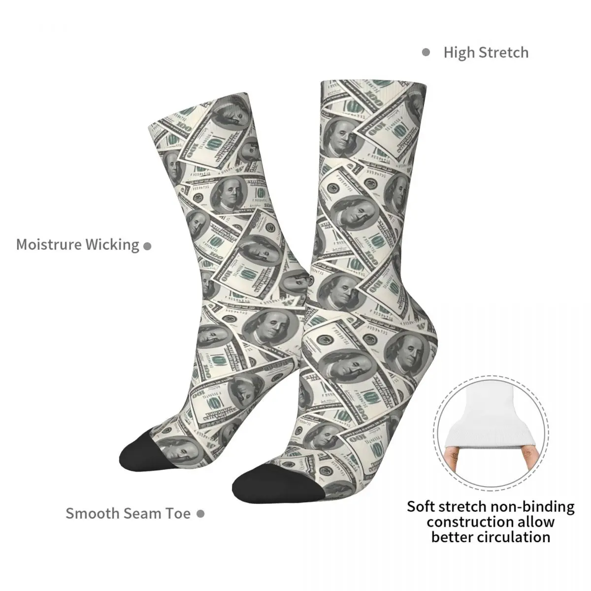 Rich Money Novelty Dollars Kawaii Socks Gym Cartoon Pattern Socks