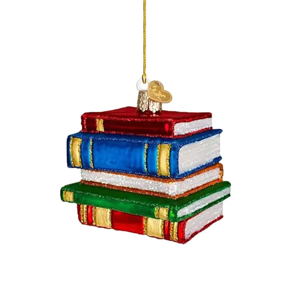 

Creative Acrylic Xmas Tree Hanging Pendant Handmade Painted Stain Book Ornament Book Reader Xmas Book Drop Ornaments New Year