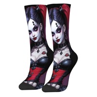 Dark Punk Girl Doll Crazy Novelty Comic Character Print Socks Soft and Comfortable Unisex Harajuku Street Hip-Hop Trend Socks