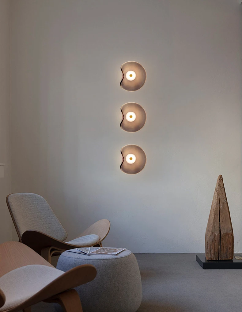 Art Amber Gray Glass LED Wall Light 3000K Sconce