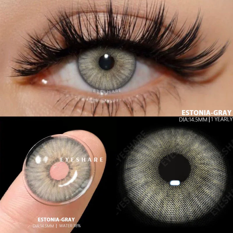 EYESHARE 1Pair Natural Colorful Contact Lenses for Eyes Blue Eye Lenses Green Lenses Gray Pupils Yearly Cosmetic Eye Contacts