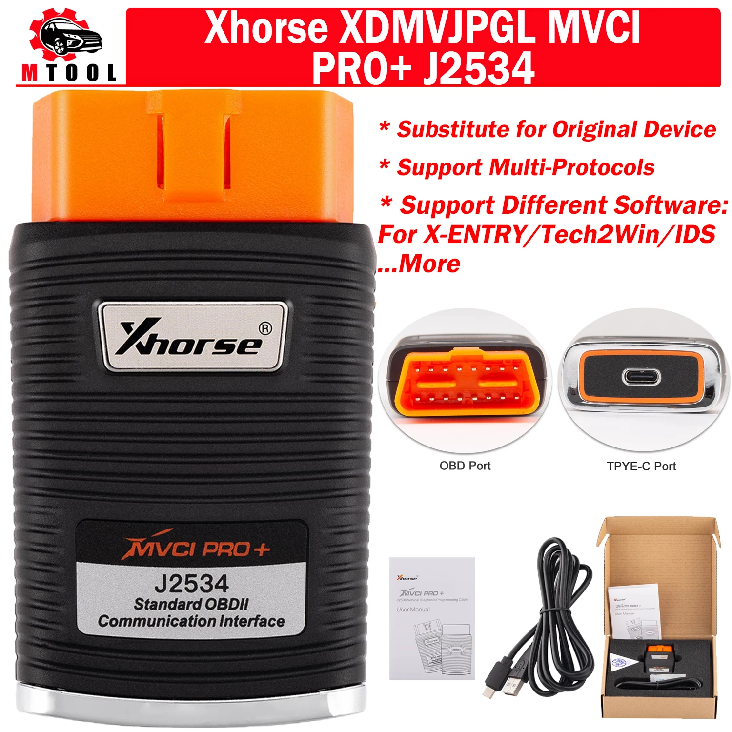 

XHORSE XDMVJPGL MVCI PRO+ J2534 2nd Generation Car Diagnostic Tool for Benz/ Volvo/ Nissan/ Renault/ Peugeot/ GM/ Toyota/ V-W