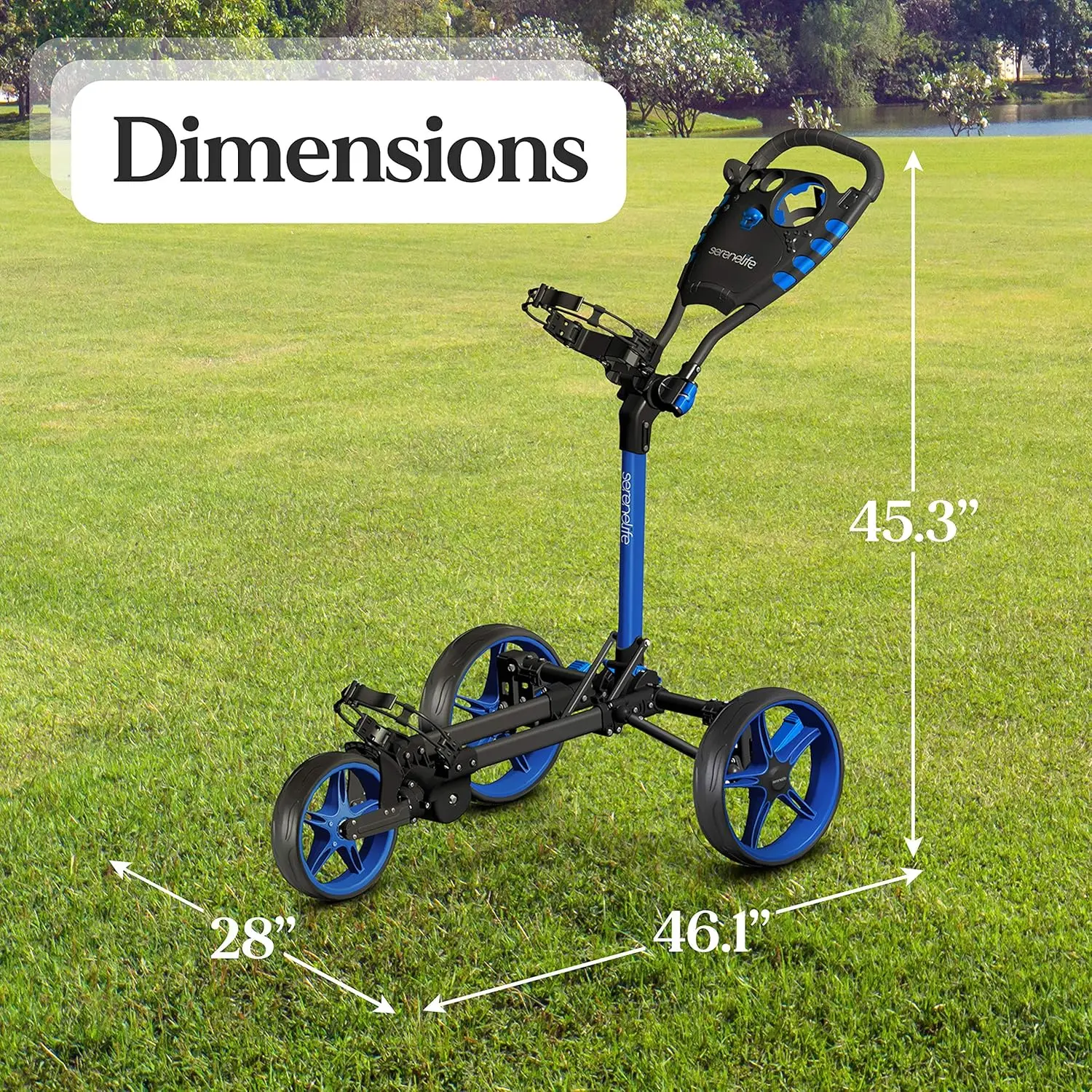 4 Wheel Golf Push Cart - Lightweight Folding Walking Push Cart Roller Golf Bag Holder w/Foot/Handle Brake