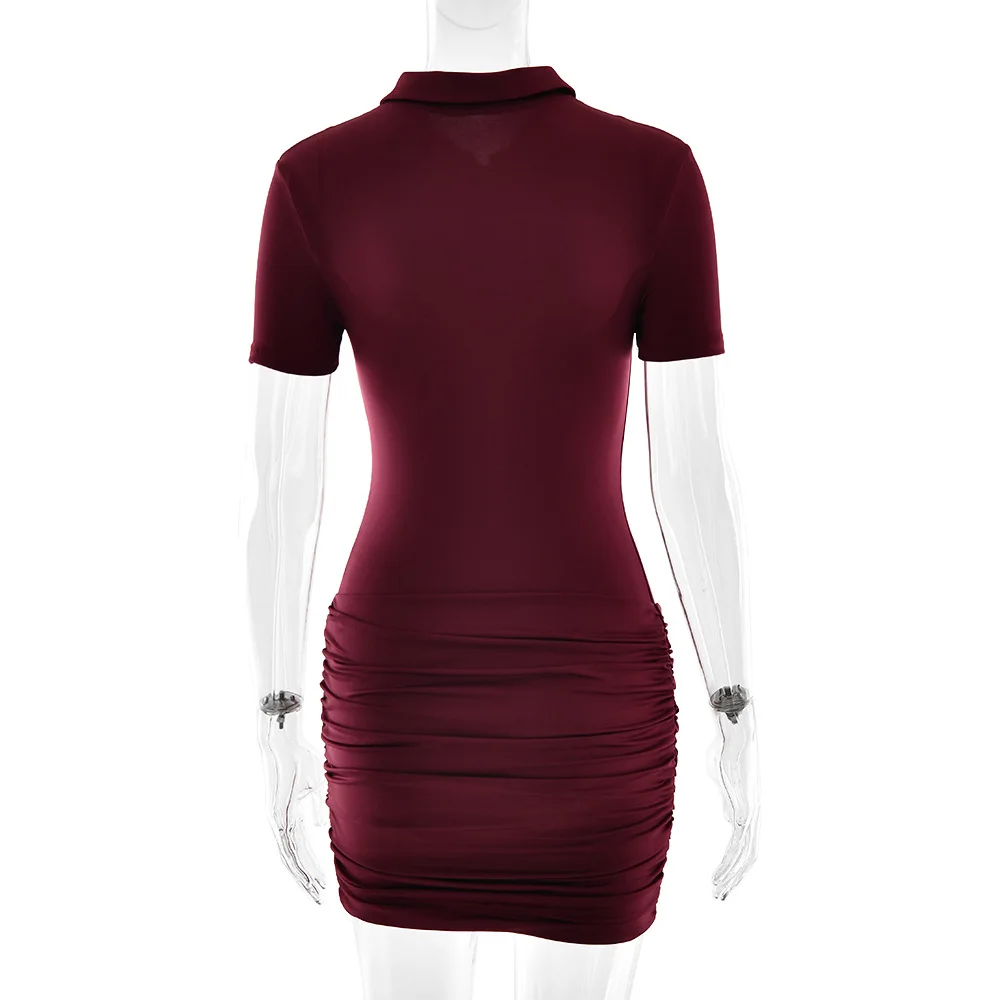 Modischer Plissee-Jumpsuit für Damen, Eleganter Kurzarm-Bodycon mit Reißverschluss und Revers, Sommerliche Alltags- und Streetwear – Detail 34