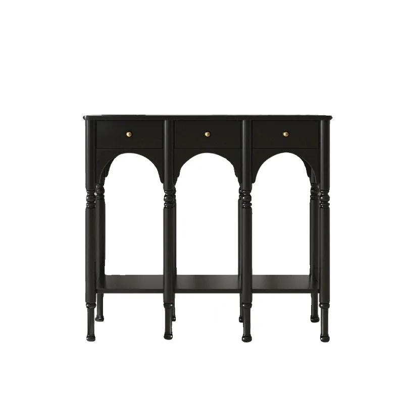 

Entrance cabinet bedroom simple black solid wood retro corridor home decoration cabinet