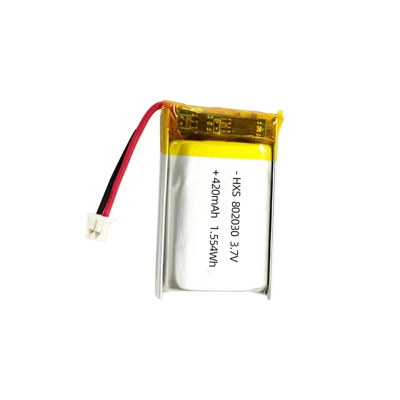 Polymer lithium battery factory 802030 420mAh soft bag 3.7V beauty device rechargeable lithium battery wholesale