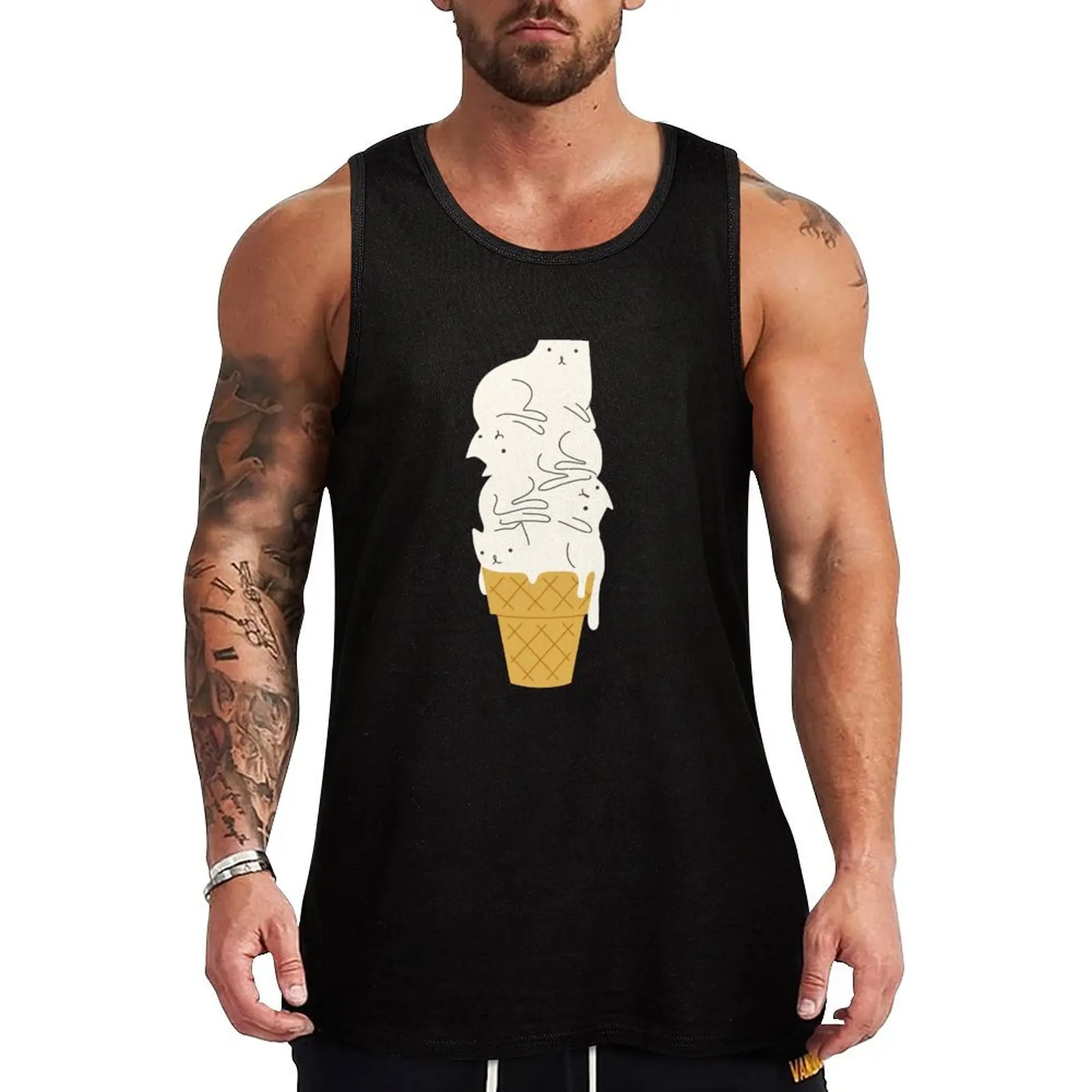 Cat Ice Cream Tank Top anime top Sports clothing