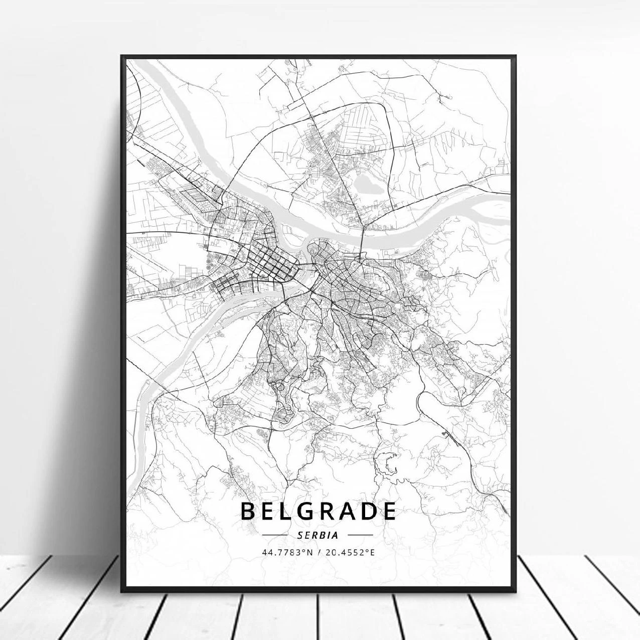 GX1797 Black White World City Map Belgrade Venezuela Poster Prints Canvas Painting Wall Art Picture Photo Living Room Home Decor