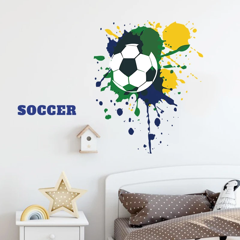 World Soccer Football Game Wall Sticker for Living Room Bedroom Home Decorative Wall Decals Kids Room Murals wallpaper Decor PVC
