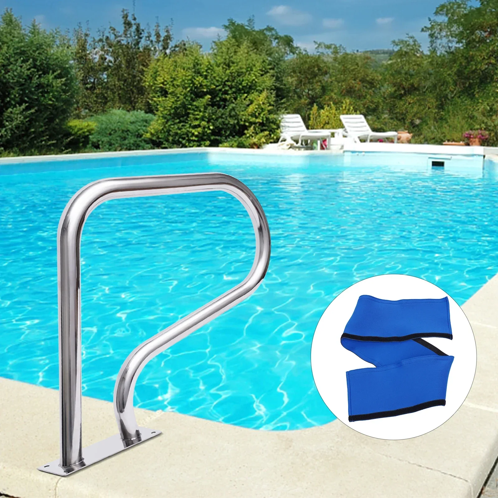 Stainless Steel Pool Rail Pool Railing 264.55 LBS Load Capacity Silver Rustproof Pool Handrail Humanized Swimming Pool