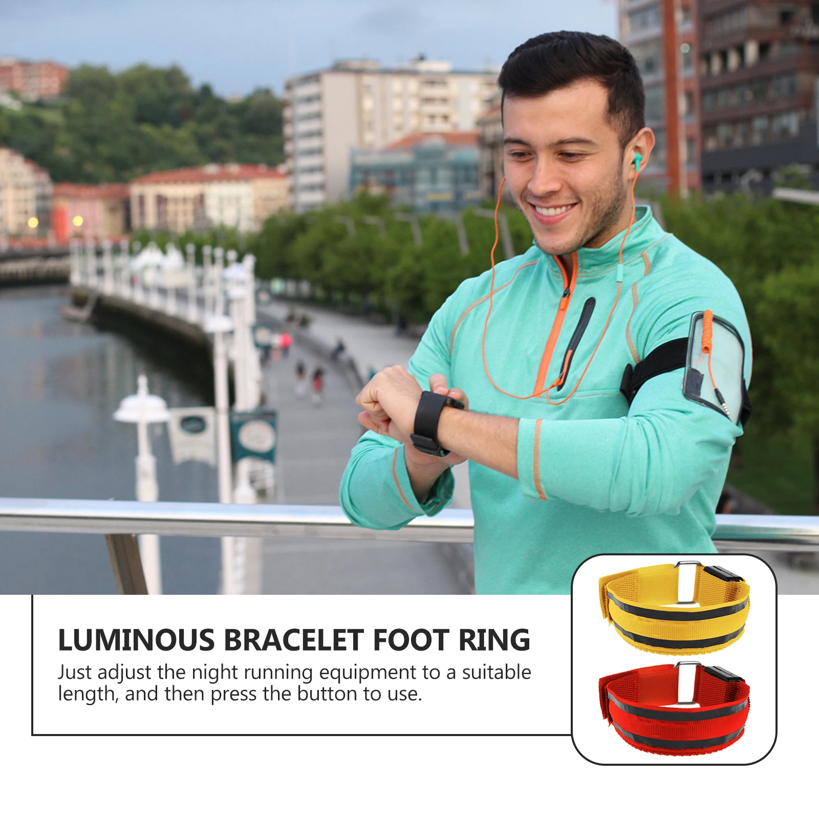 

2Pcs LED Luminous Armb Night Running Walking Hiking Cycling High Visibility Safety Strap Nylon Bracelet Glow Arm B Outdoor