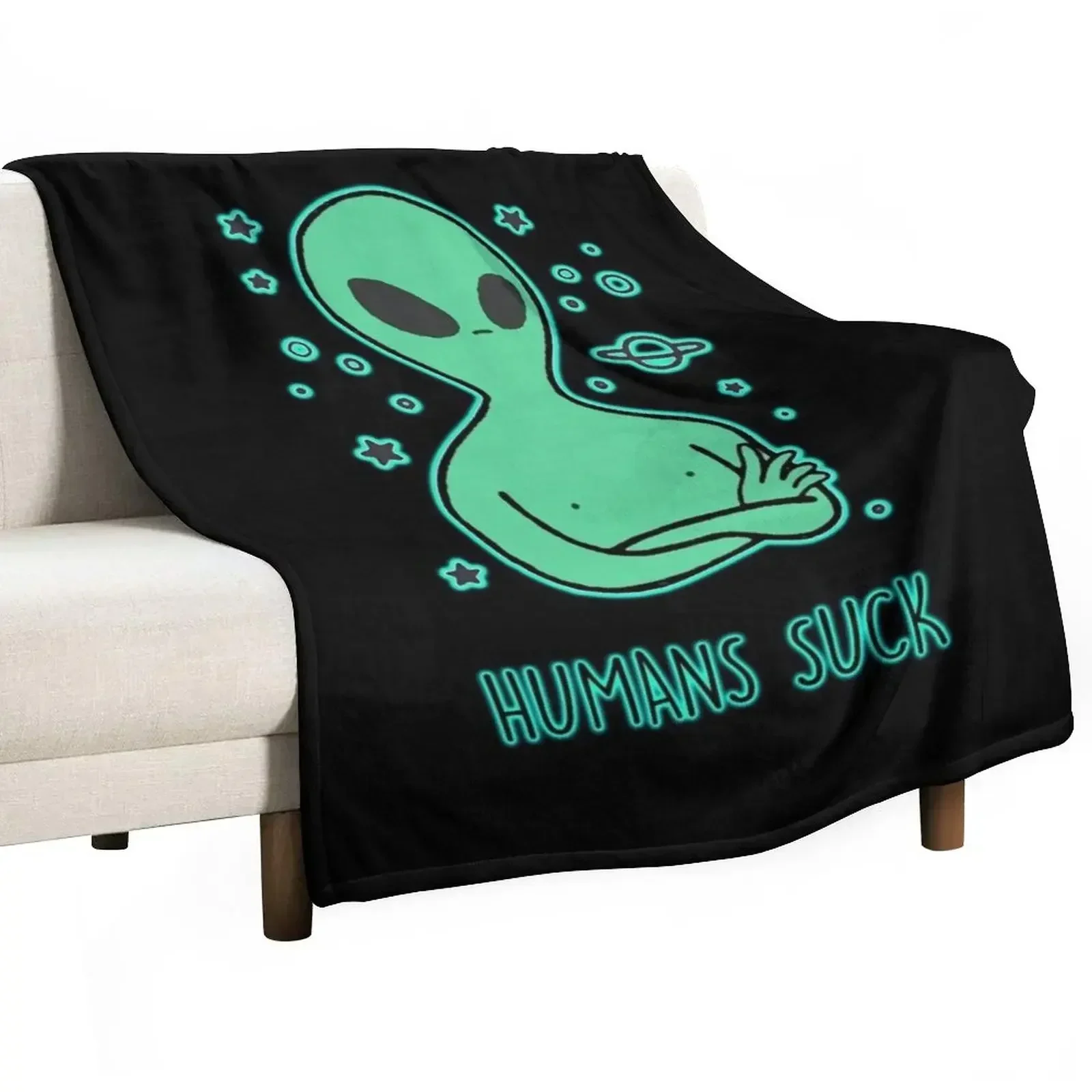 

Humans Suck Outer Space Alien Throw Blanket Heavy For Baby Blankets