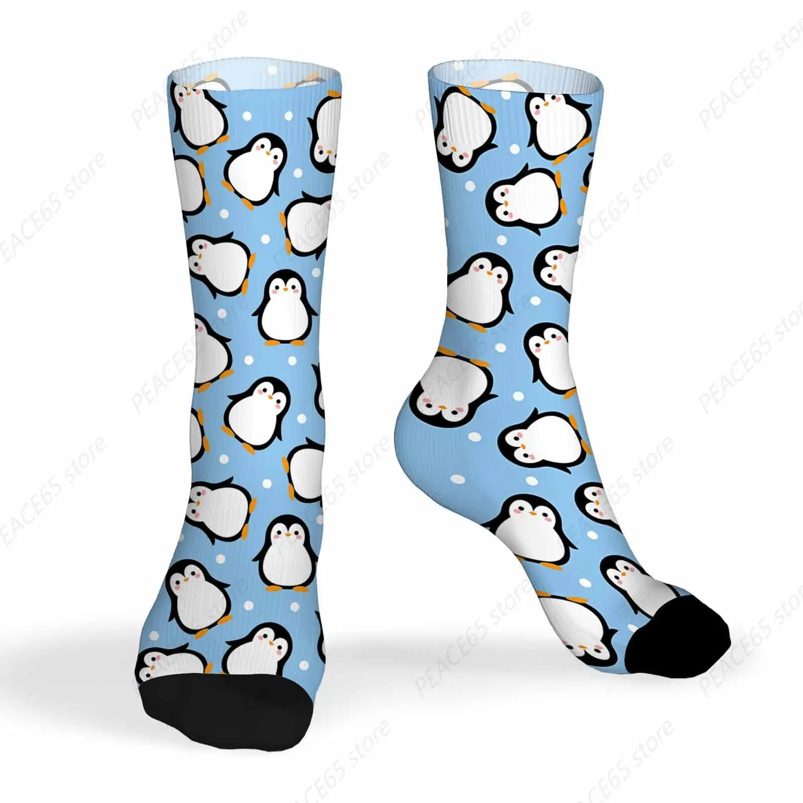 

Мужские носки, забавная новинка с милым пингвином, носки Crazy Crew, белые носки со снежинками для женщин, подарки, модельные носки