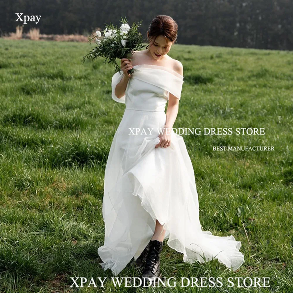 

XPAY Princess Off The Shoulder Wedding Dresses Korea Organza Elegant Bridal Dress For Photo Shoot Backless Custom Bride Gowns