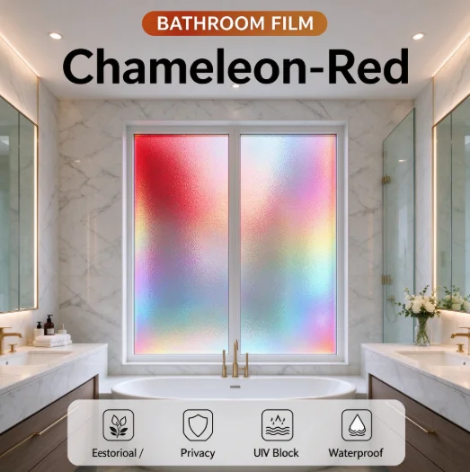 PET One Way Vision Red Chameleon Window Film Roll Anti UV Heat Insulation Privacy Glass Tint DIY Installation Home Office Car